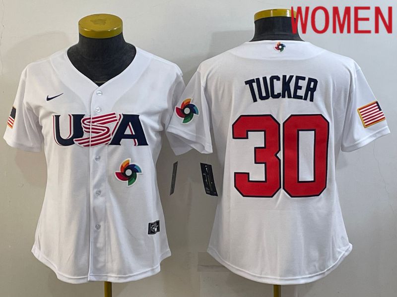 Women 2023 World Cub USA #30 Tucker White Nike MLB Jersey9